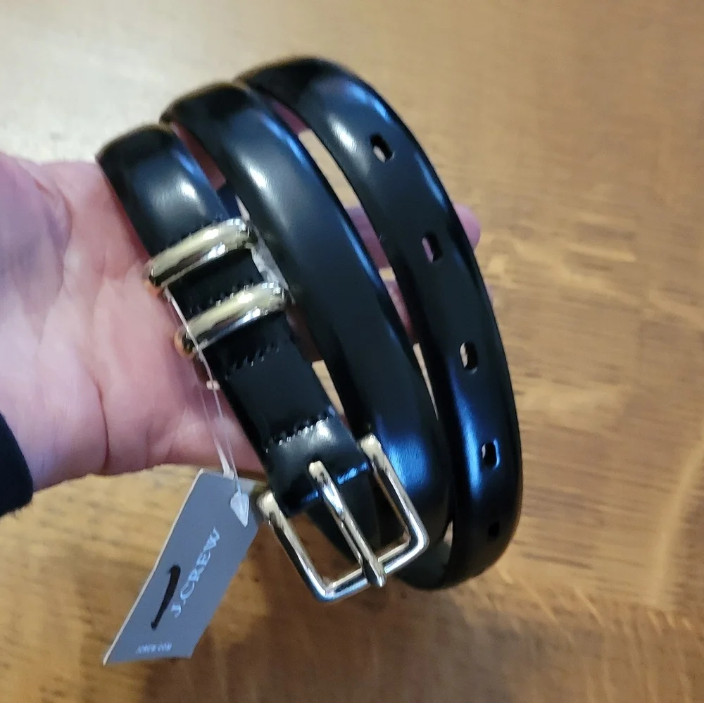 J. Crew Spazzolato Italian Leather Belt - black with gold hardware - Picture 9 of 11
